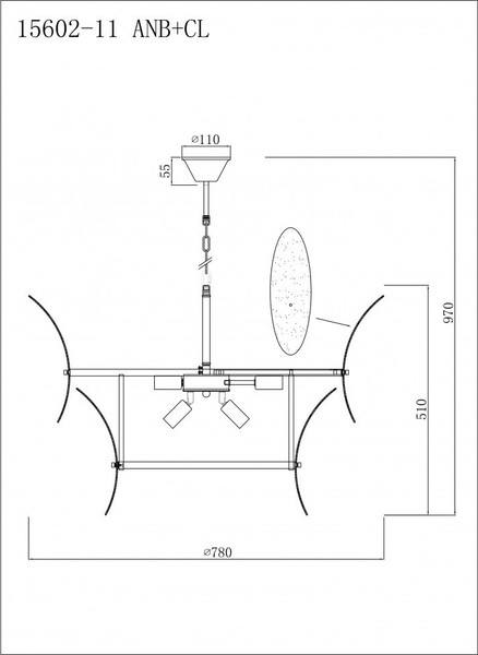 Люстра ILamp Gramercy 15602-11 ANB+CL