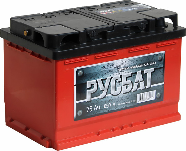Автомобильный аккумулятор Русбат 6СТ-75 650А Рус - фото