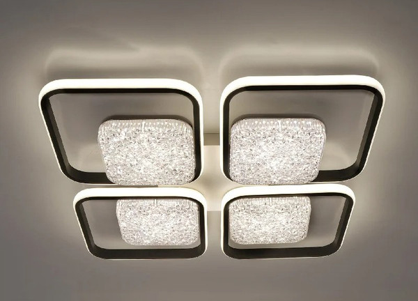 Люстра Estares Pollo Double 140W 4S-APP-525x525x70-BLACK/WHITE/WHITE-220-IP20 - фото