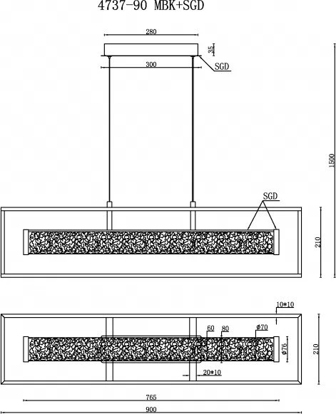 Потолочный светильник ILedex Look 4737-90 MBK+SGD