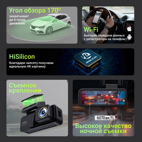 Автомобильный видеорегистратор Digma FreeDrive 950W / FD950W