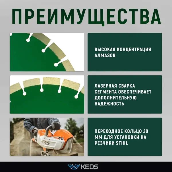 Отрезной диск алмазный KEOS Standart Plus 350мм / DBS02.350P