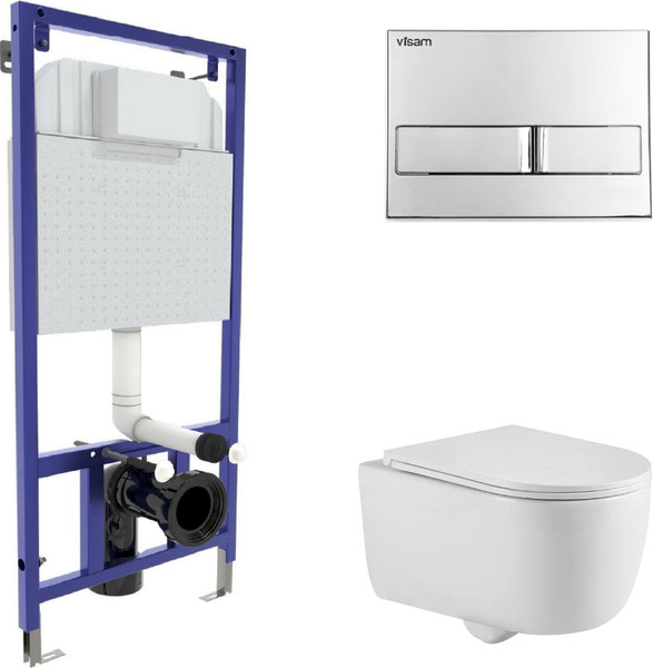 Унитаз подвесной с инсталляцией Berges Tornas Rimless + Visam Slim 525 / EX-043409 - фото