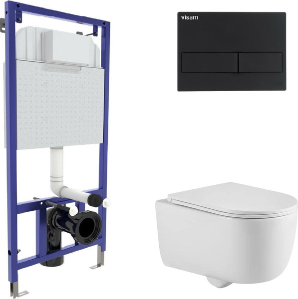 Унитаз подвесной с инсталляцией Berges Tornas Rimless + Visam Slim 525 / EX-043410 - фото