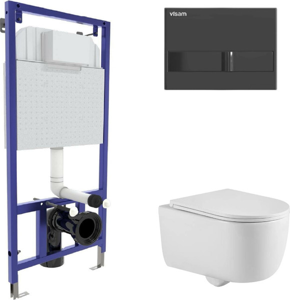 Унитаз подвесной с инсталляцией Berges Tornas Rimless + Visam Slim 525 / EX-043411 - фото