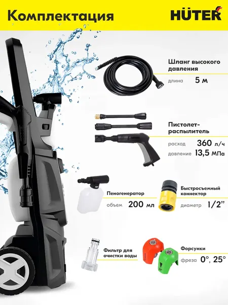 Мойка высокого давления Huter Grey M-3-1650