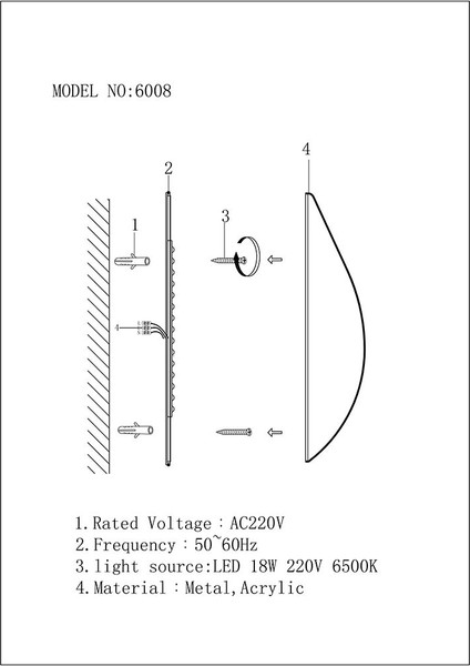 Бра ILedex Omega 6008W-18W-3000K White&Gold