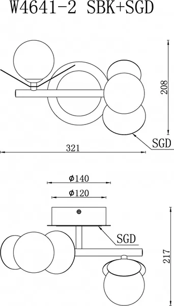 Бра ILedex Savage W4641-2 MBK+SGD