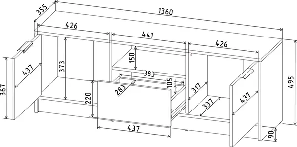 Тумба Интерлиния ТВ Концепт КТ-ТВ3-50 Глосс
