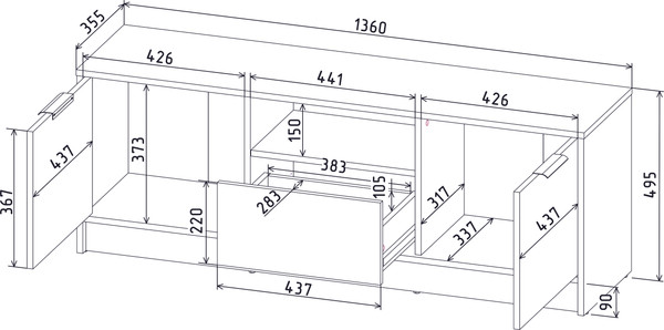 Тумба Интерлиния ТВ Концепт КТ-ТВ3-50 Глосс