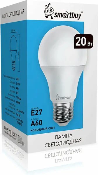 Лампа SmartBuy SBL-A60-20-60K-E27