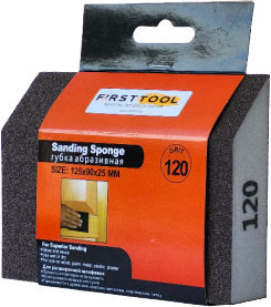Губка абразивная Firsttool 120 угловая 125x90x25мм / F060193 - фото