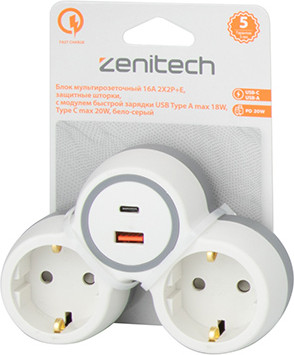 Блок розеточный Zenitech 16A 2X2P+E / 191907 - фото
