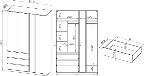 Шкаф Mio Tesoro Варма Стор 144 с зеркалом