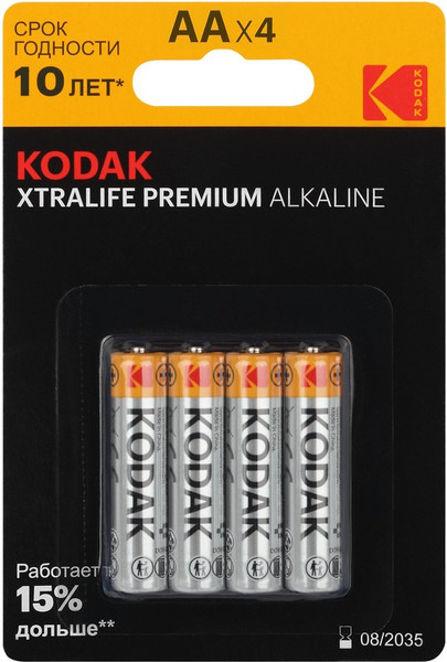 Комплект батареек Kodak XTRALIFE Premium Alkaline AA LR6 - фото