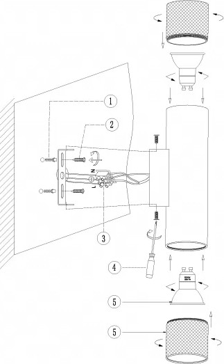 Бра ILedex Technical Delta 2365-2 BK+SL