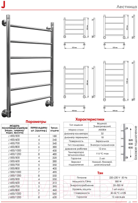 Полотенцесушитель водяной Luxon J T500 80x40