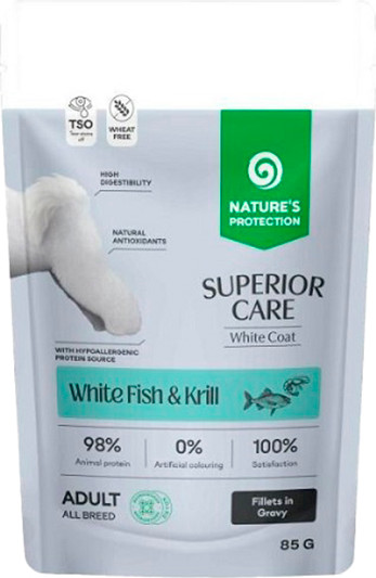 Влажный корм для собак Nature's Protection SC White Grain Free Белая рыба и криль / NPSC70465 - фото