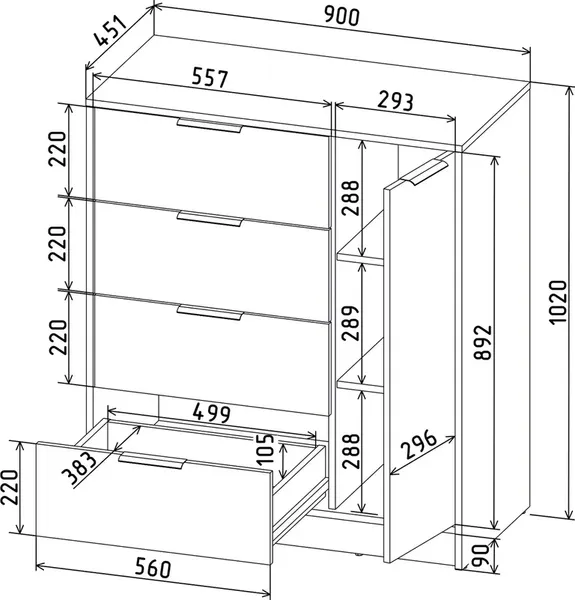 Тумба Интерлиния Концепт КТ-Т90 Глосс