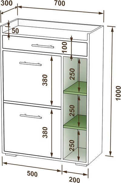 Тумба в прихожую Кортекс-мебель Лара ТП4