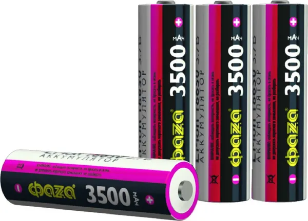 Комплект аккумуляторов Фаза Li-Ion 18650 3500мАч 3.7V Box / 5059870 - фото