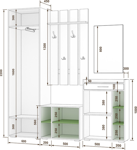 Секция в прихожую Кортекс-мебель Лара СП 7