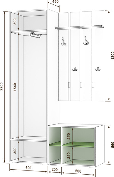 Секция в прихожую Кортекс-мебель Лара СП 9