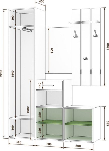 Секция в прихожую Кортекс-мебель Лара СП10
