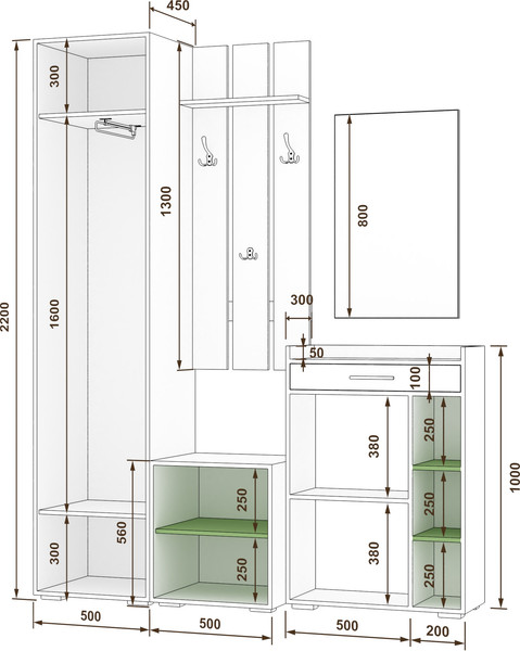 Секция в прихожую Кортекс-мебель Лара СП12