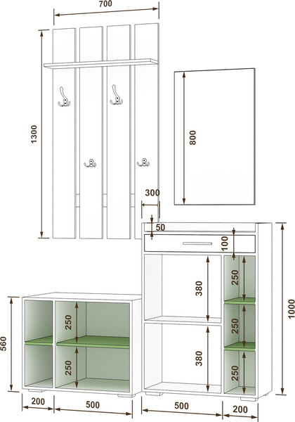 Секция в прихожую Кортекс-мебель Лара СП13