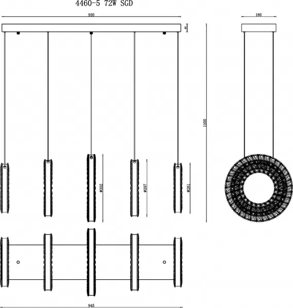 Потолочный светильник ILedex Crystal ice 4460-5 72W TGD