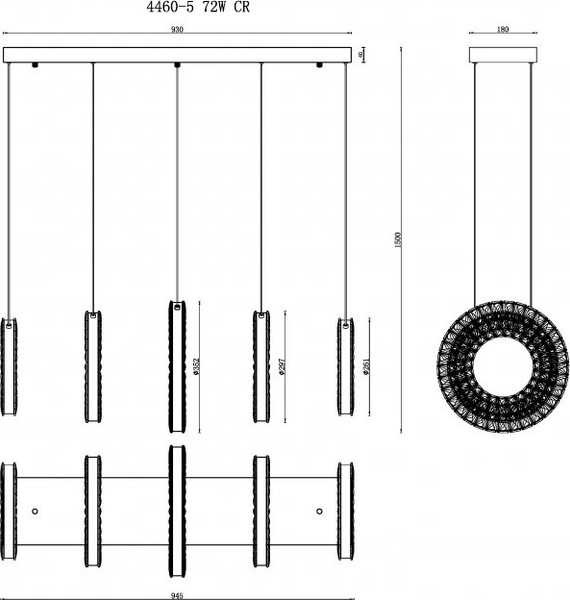 Потолочный светильник ILedex Crystal ice 4460-5 72W CR