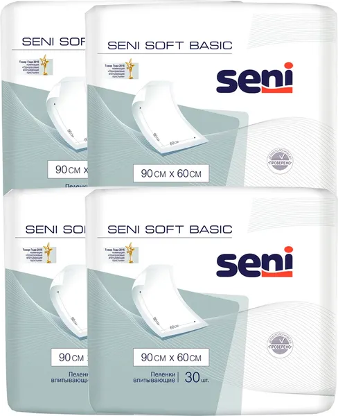 Набор пеленок одноразовых впитывающих Seni Basic Soft 90x60 - фото