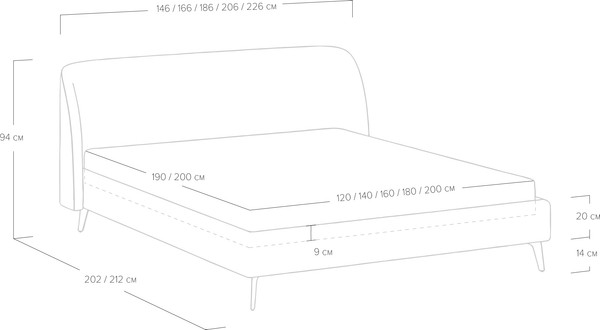 Двуспальная кровать Сонум Rosa 180x190