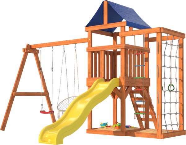 Игровой комплекс National Tree Company Fun Land с сеткой стенкой и плетенным креслом / ДКПМ-4 - фото