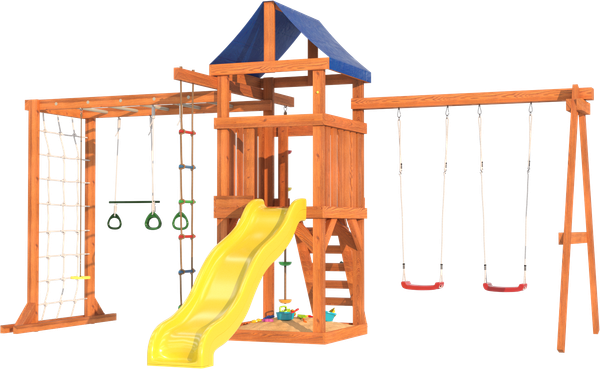 Игровой комплекс National Tree Company Fun Land с сеткой, рукоходом и качелями лодочка / ДКПМ-5 - фото