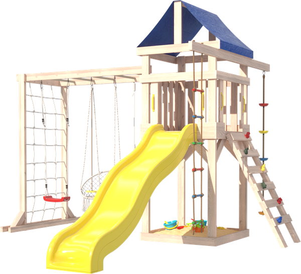 Игровой комплекс National Tree Company Fun Land с сеткой стенкой и плетенным креслом ДНПМ-4 - фото