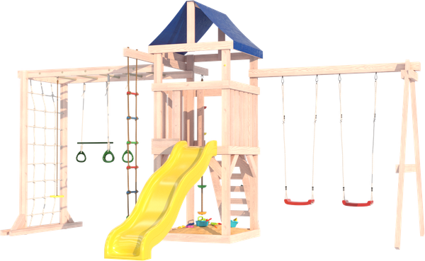 Игровой комплекс National Tree Company Fun Land с сеткой, рукоходом и качелями лодочка ДНПМ-5 - фото