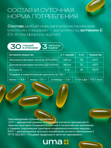Жирные кислоты UMA + Omega-3 900мг