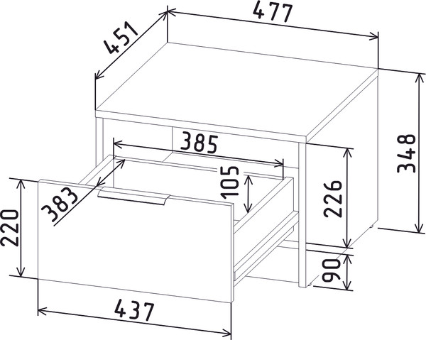 Прикроватная тумба Интерлиния Концепт КТ-ТК1-35 Глосс