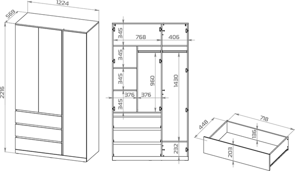 Шкаф Mio Tesoro Варма Стор 123 222х123х57