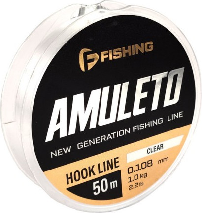Леска монофильная F-Fishing Amuleto Hook Line Clear 50м 0.108мм 1.00кг 2.2lb / FAMC-0108 - фото