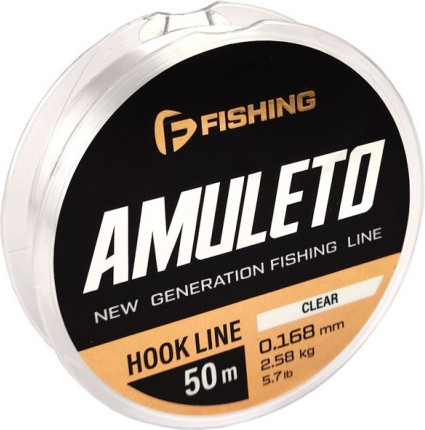 Леска монофильная F-Fishing Amuleto Hook Line Clear 50м 0.168мм 2.58кг 5.7lb / FAMC-0168 - фото