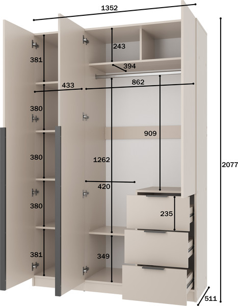 Шкаф Mio Tesoro Мельбурн 3DG3S