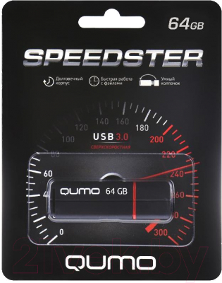 Usb flash накопитель Qumo Speedster 64GB 3.0 Black / QM64GUD3-SP