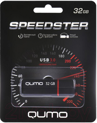 Usb flash накопитель Qumo Speedster 32GB 3.0 Black / QM32GUD3-SP