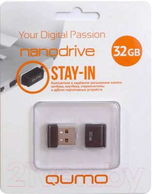 Usb flash накопитель Qumo Nano 32GB 2.0 Black / QM32GUD-NANO