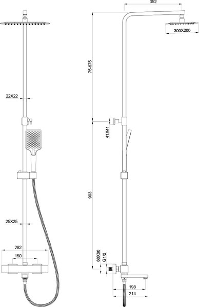 Душевая система со смесителем Oliveeka OL-739901-MB (черный матовый)