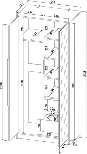 Шкаф Интерлиния Концепт КТ-Ш2з Глосс