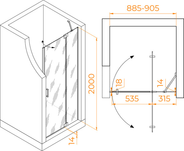 Душевая дверь RGW HO-014B / 350601409-24